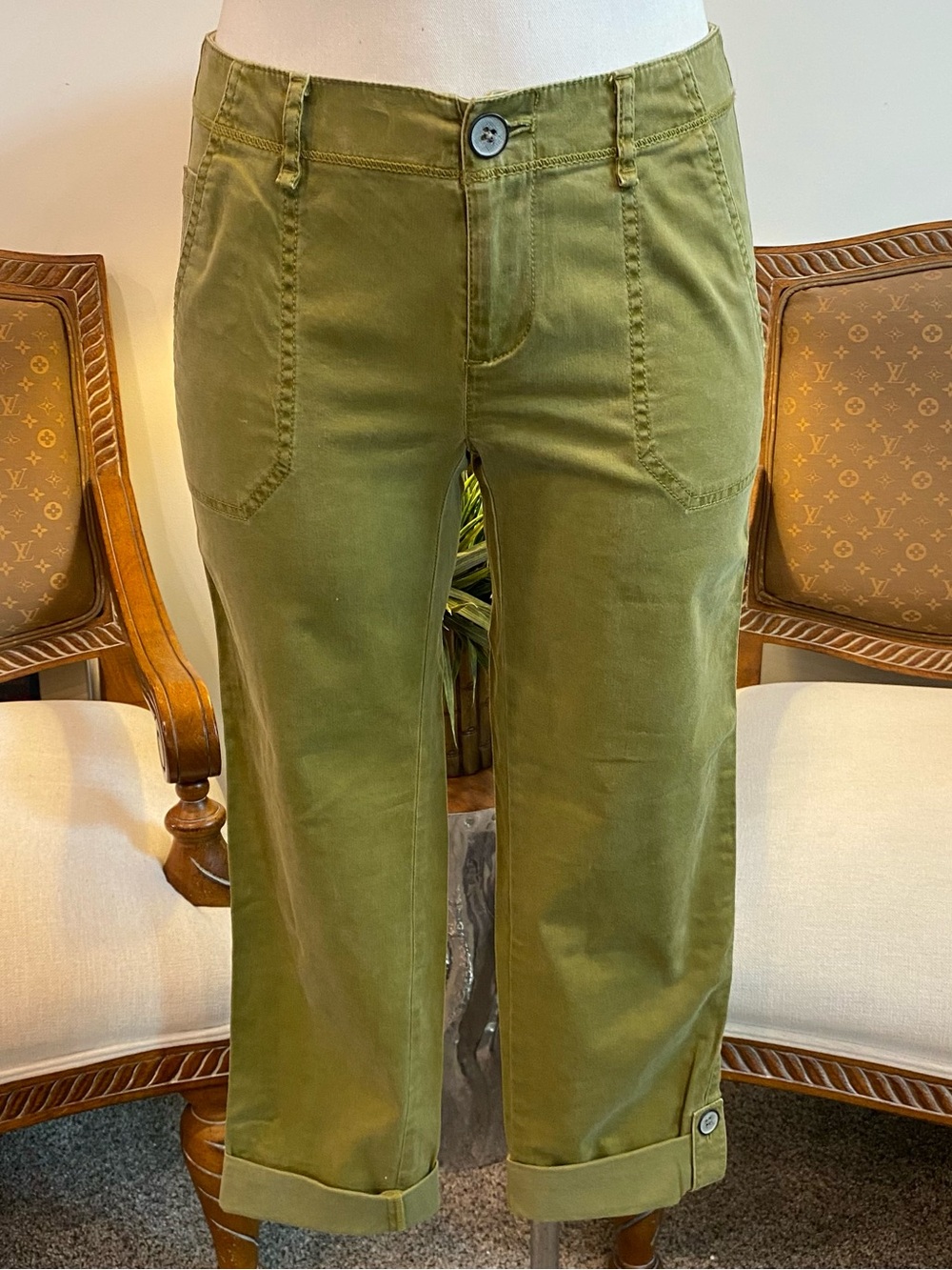 J. Jill Olive Green Cotton Capris, Size 0